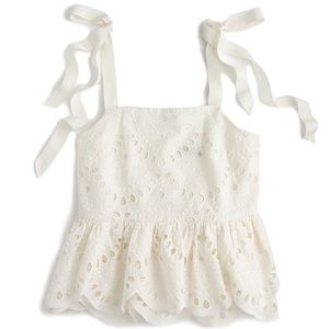 J. Crew Tie Shoulder Eyelet Top Size 10